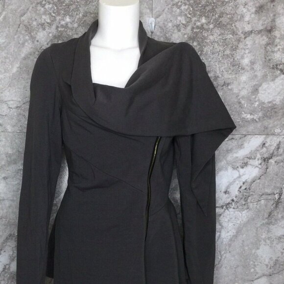 Gray Long Sleeve Zip Up Wrap Sweater Size Medium - Picture 1 of 8